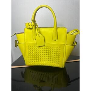 Reed Krakoff Atlantique Mini Perforated Tote in Neon Yellow